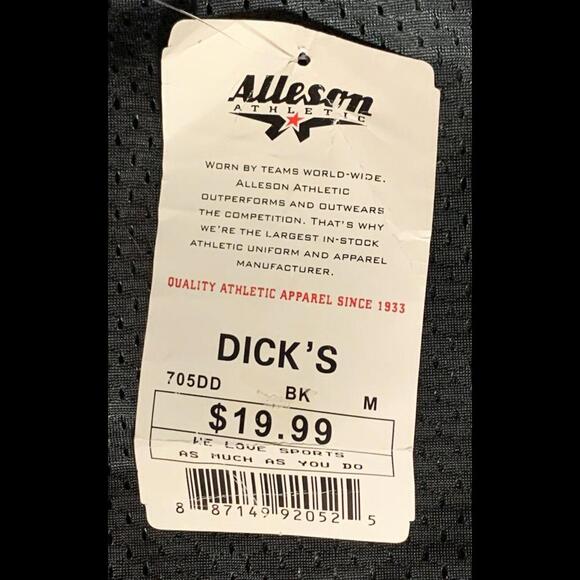 Alleson Athletic Mesh Football Practice Jersey Reversible Adult Black S/M Mesh - Picture 6 of 6